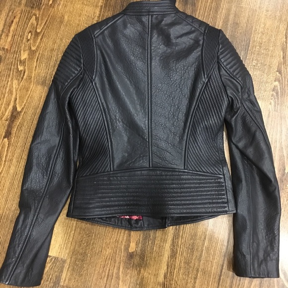 NWT LEIBESKIND Black Moto Leather Jacket XS/34 - Picture 2 of 6
